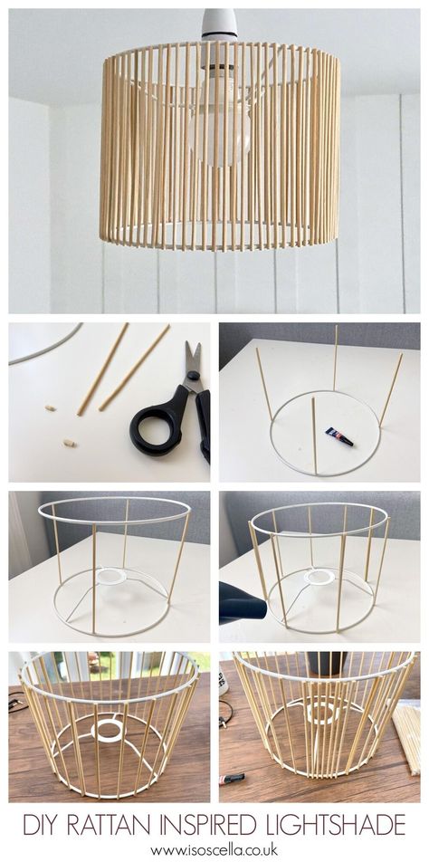 Diy Boho Bedroom Furniture, Diy Home Lamp, Diy Lightshades, Diy Bamboo Decoration, Diy Suspension Luminaire, Diy Rattan Lampshade, Boho Diy Room Decor, Home Made Lamps, Diy Boho Lamp