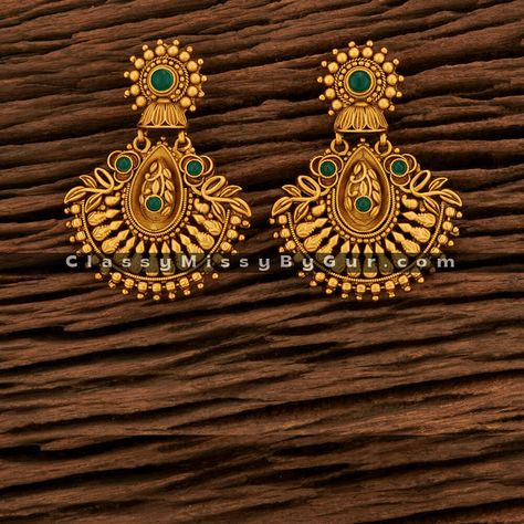 Antique Classic Earring with Matte Gold Plating/Matte Gold Temple Earrings / Temple Jewelry / South Indian Earrings/Indian Jewelry/ Amrapali earrings | Classy Missy by Gur South Indian Earrings, Temple Earrings, Temple Jewelry, Long Kurti, Saree Gown, Party Wear Saree, Earrings Indian, Maang Tikka, Classic Earrings