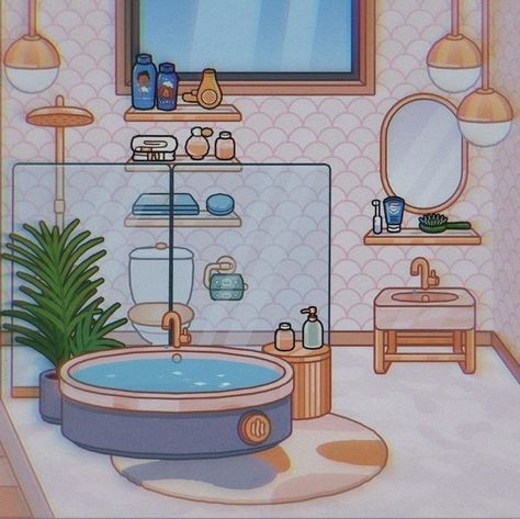 Toca Boca Bathroom Ideas, Modern Mansion Bathroom, Cozy Bathroom Design, Toca Boca Bathroom, Mansion Bathroom, Disney Drawing Tutorial, Toca Ideas, Cozy Bathroom, Preppy Bedroom