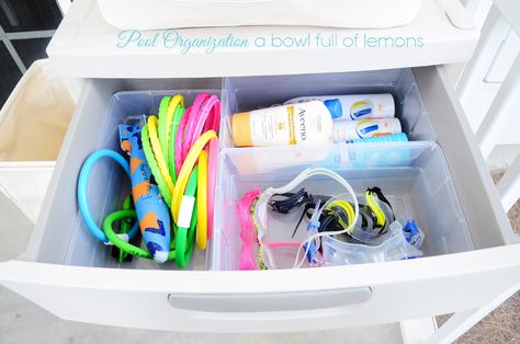 Pool Organization ABFOL 5 Kids Shoe Organization, Pool Organization, A Bowl Full Of Lemons, Bowl Full Of Lemons, Home Remodeling Ideas, Pool Storage, Pool Care, Clutter Organization, Pool Decor