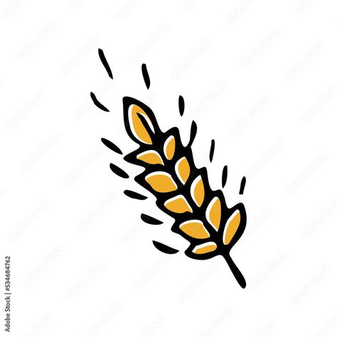 Wheat Doodle, Wheat Drawing, Wheat Vector, Doodle Style, Hand Drawing, Styled Stock, Maple Leaf Tattoo, Adobe Stock, Wheat