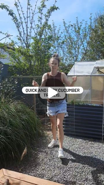 Jodie Dorsch on Instagram: "Quick and easy diy cucumber trellis. Also great for growing beans and peas. Maximise your space by growing vertical. 

Total amount for 1 panel trellis is $43 dollars. 
The wire grid was purchased from @bunningsnz I'll add a post and link in stories with which one I used. $26 dollars and each stake was $8.00 . 
.
.
.
#verticalgarden #gardentrellis #cucumbertrellis #gardensolutions #diy #diygardening #gardentipsforbeginners #gardentips #vegetablegardennz #vegetablegarden #nzgardener #gardendiy #inmygarden #inmypatch #growingfood #backyardgarden #gardenhacks #cheapgardeningideas #gardeninspiration #myprideofplace" Panel Trellis, Cucumber Trellis Diy, Pea Trellis, Growing Beans, Cucumber Trellis, Garden Ideas Cheap, Garden Solutions, Diy Upcycle, Garden Trellis