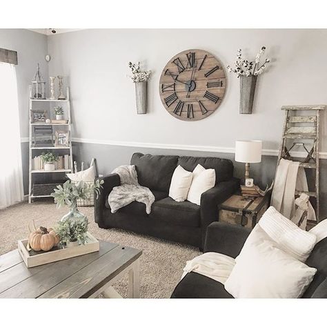 @oursweetfarmhouse’s gorgeous living room is one of our favorites! Shop the Alenya loveseat! Alenya Sofa, Film Decor, Furnitur Ruang Keluarga, Rustic Farmhouse Living Room, Charcoal Drawings, Country Living Room, Digital Painting Tutorials, Large Clock, Rustic Living Room