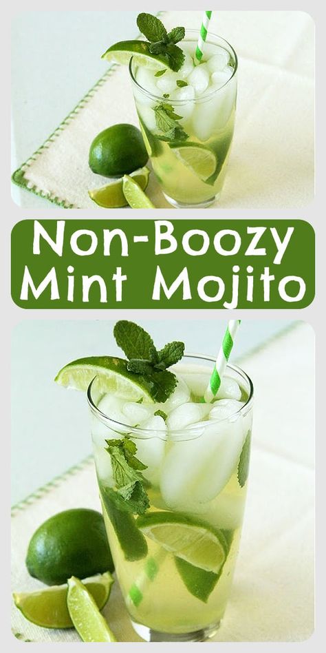 Our Non-Boozy Mint Mojito Recipe is a simple mocktail and is the perfect way to relax and enjoy the day! You will only need ice, fresh mint leaves, limes, sugar, and club soda. Yum! || cookingwithruthie.com #mocktailrecipe #mintmocktail #drinkrecipe #mintmojito #mocktail #beverages #nonboozy #freshmint Elixer Recipes, Mint Mojito Recipe, Mint Drink, Lasagna Soup Recipe, Mint Mojito, Haitian Food Recipes, Mojito Recipe, Delicious Drink Recipes, Cooking Club