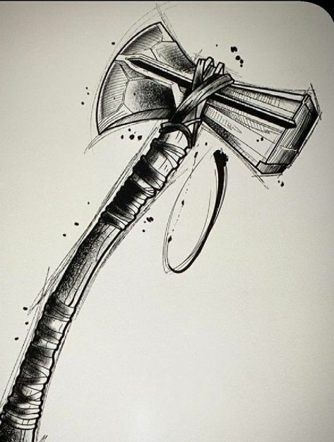 Thor Stormbreaker Tattoo, Thor Hammer Tattoo Design, Stormbreaker Drawing, Stormbreaker Tattoo, Thor Tattoo Design, Thors Hammer Tattoo, Thor Stormbreaker, Thor Hammer Tattoo, Thor Tattoo