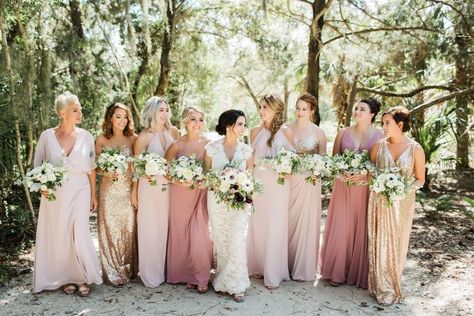 Amelia Island Wedding, Stunning Bridesmaid Dresses, Champagne Bridesmaid Dresses, Blush Bridesmaids, Simple Bridesmaid Dresses, Gold Wedding Dress, Gold Bridesmaid Dresses, Blush Bridesmaid Dresses, Gold Bridesmaids