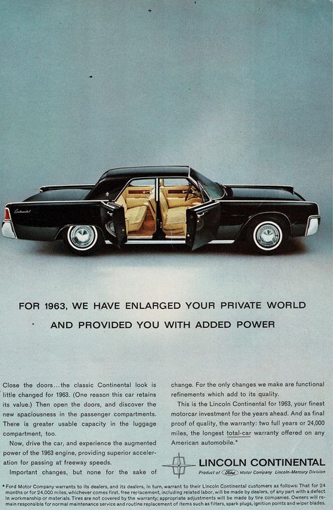 Lincoln Continental 1963, Motor Art, Land Yacht, Lincoln Motor Company, Lincoln Motor, Automobile Advertising, Lincoln Cars, Learning To Drive, Car Advertising