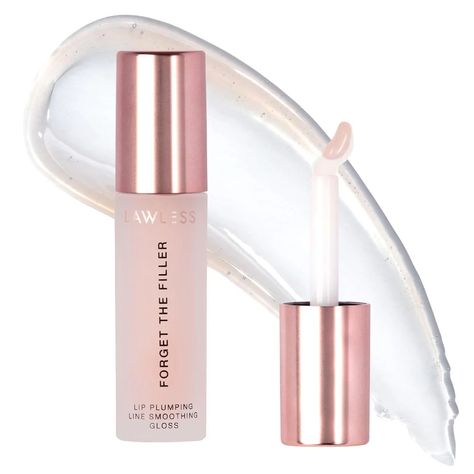 Forget The Filler Lip Plumper Line Smoothing Gloss - LAWLESS | Sephora Clean Lip Gloss, Lawless Forget The Filler, Filler Lip, Soften Lips, Lip Plumping, Sephora Beauty, Lip Hydration, Rosehip Oil, Lip Plumper