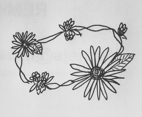 Flower Crown Drawing Sketches, Flower Crown Drawing Reference, Flower Crown Tattoo, Scrapbook Drawings, Crown Sketch, Tiara Drawing, Drawing Of A Flower, Flower Crown Drawing, Thorns Tattoo