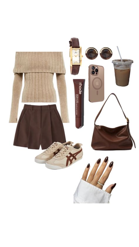 #outfitideas #outfits #outfittrends #outfit #brown Light Brown And White Outfit, Brown Summer Outfits, Brown Outfit Summer, Brown And White Outfit, Mocha Girls, Brown Pants Outfit, Dark Brown Pants, Cream Pumps, Concert Fits