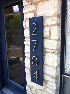 House Numbers And Mailboxes - Foter Contemporary House Numbers, Number Ideas, 광고 디자인, Contemporary Exterior, Exterior Front Doors, Painted Background, Modern Landscape, Shutters Exterior, Casa Exterior