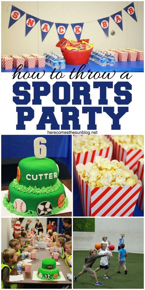 Throw an Easy and Affordable Sports Party Sports Themed Birthday Party Ideas, Sports Birthday Party Ideas, 1st Birthday Party Games, Kids Sports Party, Hockey Birthday Parties, Themed Birthday Party Ideas, Hockey Birthday, Sports Theme Birthday, Sports Birthday Party