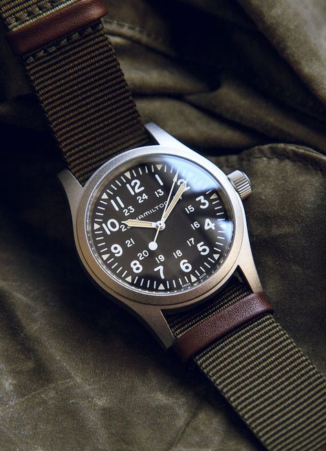 Reviewed: The 2018 Hamilton Khaki Field Mechanical • Gear Patrol. #watch #watchphoto #photoediting #retouchphoto #clippingpath Hamilton Field Khaki, Hamilton Field Watch, Hamilton Khaki Field Mechanical, Hamilton Watch Khaki, Khaki Field Mechanical, Hamilton Khaki Field, Hamilton Khaki, Hamilton Watch, Field Watches