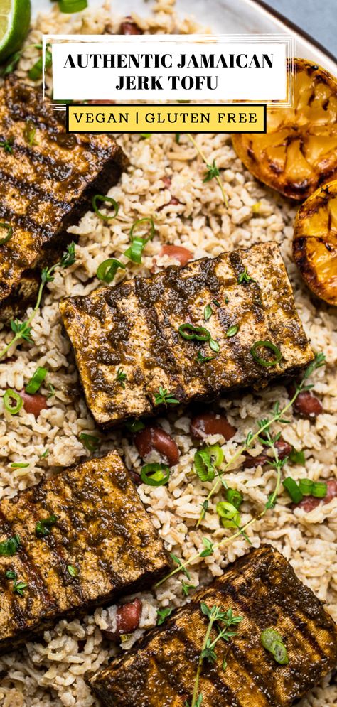 Jamaican Jerk Tofu, Carribean Tofu Recipes, Jerk Tofu Recipe, Vegan Jerk Recipe, Jerk Tofu, Tofu Kebab, Jerk Recipe, Vegetarian Mains, 2024 Recipes