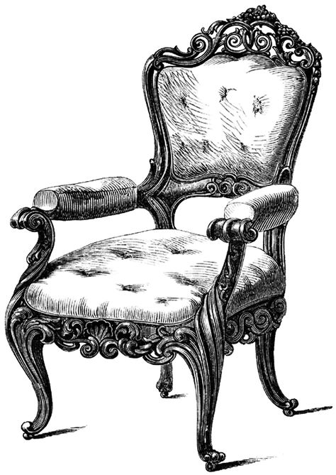 Tons of free Yummy  ViNTaGE Furniture Printables   to use for all of your crafty projects!   FAB!! Fancy Chair, Drawing Furniture, Chair Drawing, Vintage Foto's, Furniture Sketch, Furniture Design Sketches, Graphics Fairy, Images Vintage, Clip Art Vintage