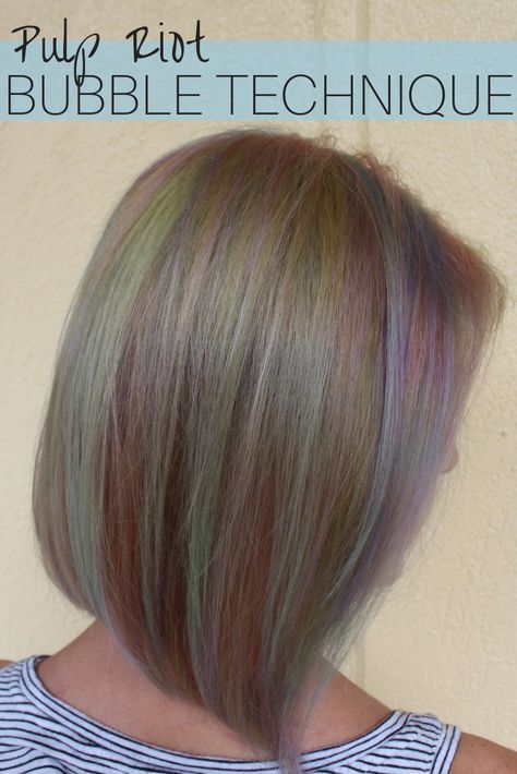 Bubble Technique Hair Color, Bubble Hair Color, Bubble Hair, Blonde Dye, Blue Raven, Hair Color Chart, Pulp Riot, Hair Techniques, Hair Color Techniques