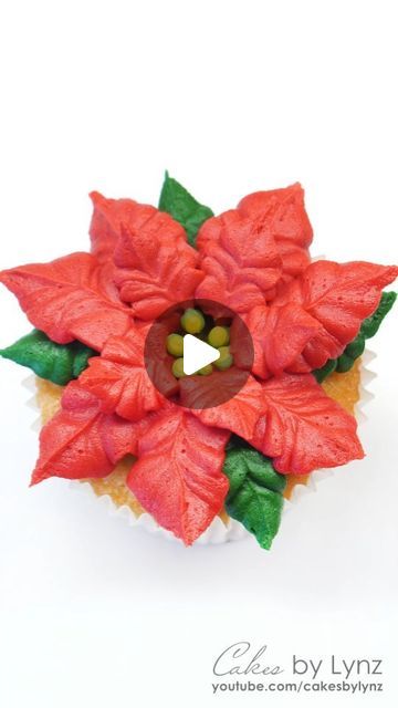 CakesbyLynz on Instagram: "POINSETTIA CUPCAKES 🎄//⁠ Are you thinking of baking some cupcakes this Christmas? What about decorating them to look like pretty poinsettia flowers. ⁠ ⁠ For these cupcakes you'll need two different size leaf tips; the 366 for the green leaves and larger red petals. You'll also need the 352 leaf tip for the smaller red petals and two number 2 nozzles for the center of the flowers. ⁠ ⁠ 🌟 If you don't have those piping nozzles fear not, in the full tutorial over on the Cakes by Lynz YouTube channel I show you how to cut your piping bag to replicate the nozzles. ⁠ ⁠ Visit youtube.com/cakesbylynz⁠ or I'll pop the link in my stories!⁠ ⁠ What flower would you love to see me pipe next?⁠ ⁠ .⁠ .⁠ .⁠ #cakedecorating #cupcakes #buttercreamflowers #poinsettia #christmascupc How To Pipe Poinsettia, Poinsettia Cupcakes How To Make, Poinsettia Cupcakes, Bundt Cake Decorations, Christmas Bundt Cake, Poinsettia Decor, Piping Nozzles, How To Make Icing, Poinsettia Flowers