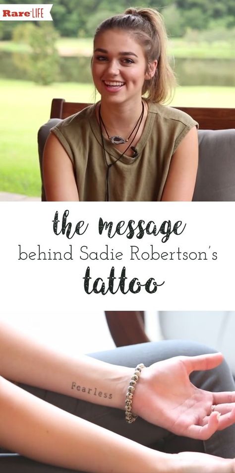 Sadie Robertson Tattoo, Unique Christian Tattoos, Fearless Tattoo, Faith Tattoos, Think Tattoo, Christian Tattoo, Sadie Robertson, Geometric Tattoo Arm, C Tattoo