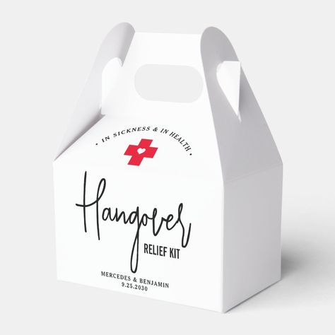 Hangover Relief Kit Personalized Wedding  Favor Boxes | Zazzle Bachelorette Crafts, Personalized Wedding Favor Box, Box Party Favors, Wedding Favor Box, Hangover Kit, Bachelorette Favors, Best Wedding Favors, Party Favor Boxes, Wedding Favor Boxes