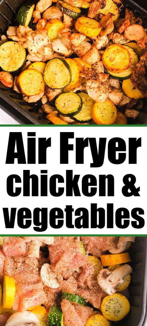 Veggies Air Fryer Recipes, Chicken And Veggies Air Fryer, Veggies Air Fryer, Air Fryer Chicken And Veggies, Healthy Chicken Thighs, Healthy Air Fryer Chicken, Air Fryer Recipes Healthy Low Carb, Healthy One Pot Meals, Healthy Air Fryer