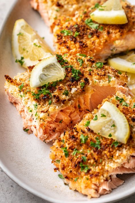 30 Minute Panko Crusted Salmon - Life is but a Dish Pesto Crusted Salmon, Panko Crusted Salmon, Salmon Mustard, Crusted Salmon, Favorite Side Dish, Honey Lemon, Sea Food, Seafood Dishes, Salmon Recipes