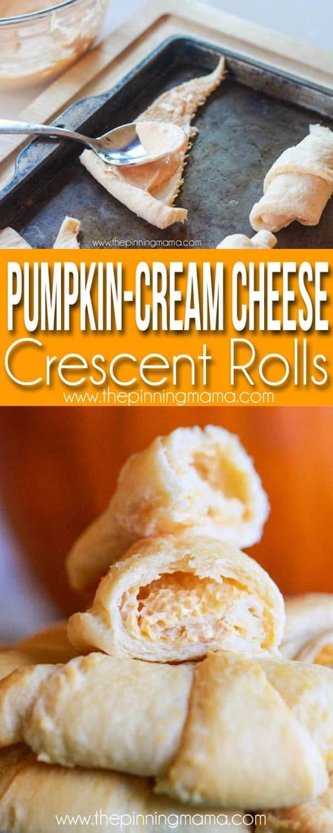 Pumpkin Cresent Rolls, Cheese Crescent Roll Recipes, 3 Ingredient Pumpkin, Fall Desserts Pumpkin, Breakfast Quotes, Thanksgiving Brunch, Cream Cheese Crescent Rolls, Thanksgiving Breakfast, Cheese Crescent Rolls