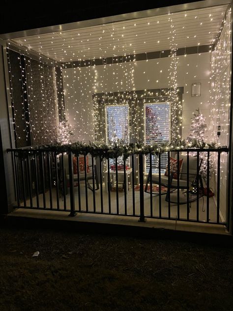 Christmas Balcony, Decorating With Christmas Lights, Tis The Season, Light Decorations, Christmas Lights, Balcony, Lighting, Christmas, Quick Saves