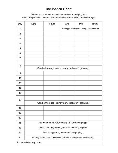 Chick Incubation Chart, Chicken Egg Incubation Chart, Unwashed Eggs Chart, Chicken Incubation Chart, Chicken Record Keeping, Quail Incubation Chart, Selling Chicken Eggs, Egg Incubation Chart, Incubators For Chicken Eggs