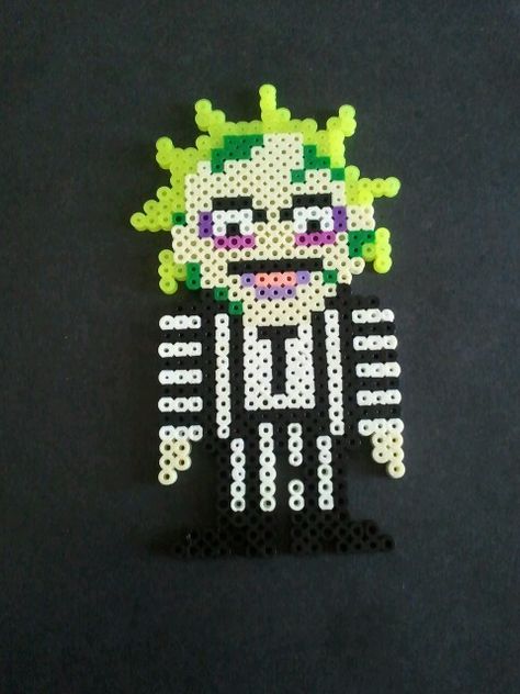 Perler bead beetlejuice by @Charles Powell Beetlejuice Perler Beads, Beetle Juice Perler Bead Pattern, Perler Bead Beetlejuice, Beetlejuice Pixel Art, Beetlejuice Perler, Coraline Perler Beads, Frankenstein Perler Beads, Mad Hatter Perler Bead Patterns, Fall Perler Bead Patterns