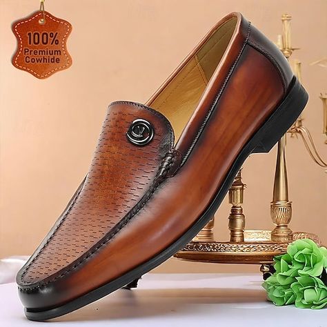 Mens Slip Ons, Classic Loafers, Slip On Dress Shoes, Brown Leather Loafers, Loafers Online, Metal Detail, 2024 Trends, Penny Loafers, Leather Loafers