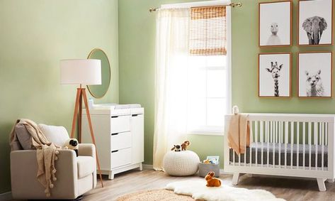 13 Green Nursery Ideas That Surprisingly Don't Remind Us of Split Pea Soup | Hunker Baby Nursery Ideas Neutral, Baby Nursery Boy, Nursery Ideas Neutral, Green Nursery Boy, Baby Nursery Ideas, Baby Baker, Green Baby Room, Boy Nursery Themes, Green Accent Walls