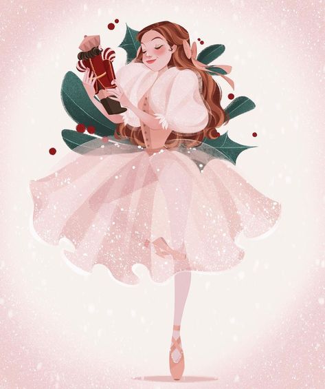 Ballet Concert, Barbie Nutcracker, Ballet Illustration, Xmas Drawing, Ballet Art, Winter Watercolor, Nutcracker Ballet, Spring Is Coming, Illustration Girl