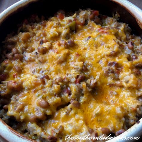 Peas Casserole, Pea Casserole, Comforting Casseroles, New Years Day Meal, Blackeyed Peas, Black Eyed Peas Recipe, Pork Breakfast Sausage, The Southern Lady Cooks, Southern Lady Cooks