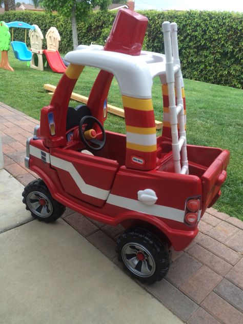 Cozy Coupe Makeover Firetruck, Cozy Coupe Fire Truck, Fire Truck Cozy Coupe, Cozy Coupe Truck Makeover, Cozy Truck Makeover, Little Tikes Truck Makeover, Cozy Coupe Truck, Little Tikes Makeover, Cozy Coupe Makeover