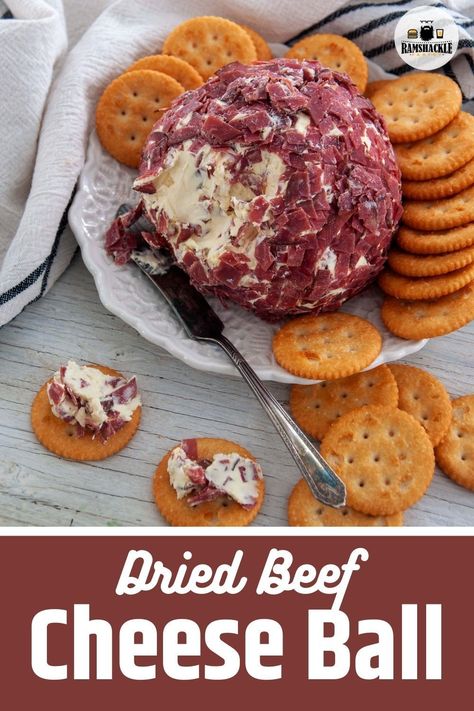 Cheese Ball With Dried Beef, Dried Beef Cheeseball Recipes, Dried Beef Cheese Ball, Beef Cheese Ball, Best Cheese Ball, Spicy Deviled Eggs Recipe, Cream Cheese Balls Recipe, Classic Cheese Ball, Cheese Log Recipes