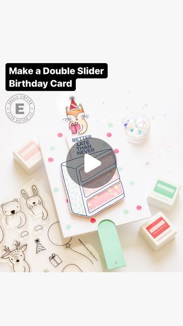 Pull Birthday Cards, Slider Birthday Cards, Double Slider Card, Slider Cards, Cake Day, Cute Birthday Cards, Cake Card, Party Animals, Birthday Cards Diy