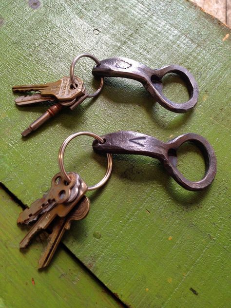 Keychain Beer Bottle Openers  Handforged by a by hammeronsteel Forge Projects, Medieval Kitchen, Railroad Ties, Welding Shop, Custom Bottle Opener, Metal Fabrication Tools, Anvils, Blacksmith Projects, Wedding Gifts For Groomsmen