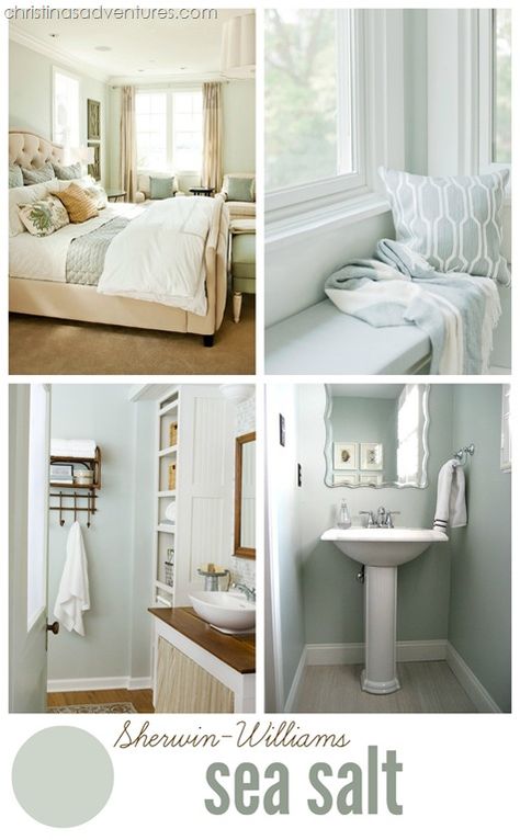 Sherwin Williams Sea Salt Sherwin Williams Sea Salt, Sea Salt Sherwin Williams, Neutral Paint Colors, Bathroom Color, Neutral Paint, Room Color, Interior Paint Colors, Coastal Design, Bedroom Paint