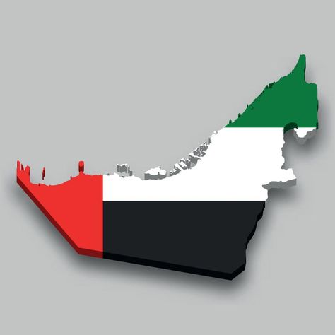 3d isometric Map of United Arab Emirates with national flag. Uae Map, United Arab Emirates Flag, Different Country Flags, Emirates Flag, Uae Flag, Egypt Flag, Isometric Map, Uae National Day, 3d Isometric