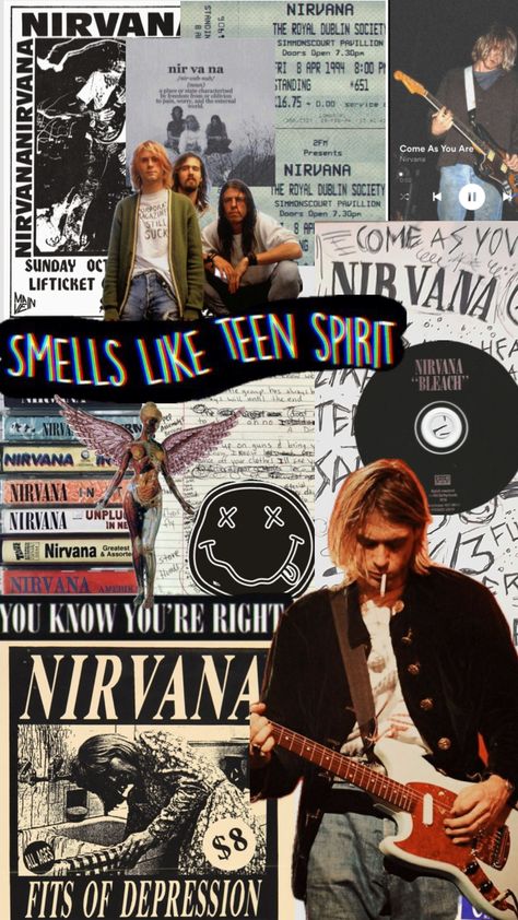 #nirvana #kurtcobain #90s #grunge #music 90s Grunge Background, Grunge Screensaver, Kurt Cobain Wallpaper Iphone, Grunge Lockscreen 90s, 90s Band Aesthetic, Nirvana Artwork, 90s Grunge Music, Nirvana Lithium, Nirvana 90s