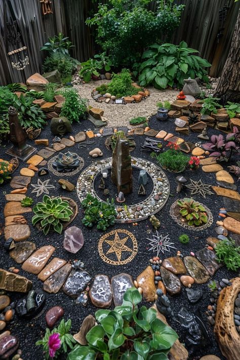 Witchy Backyard Ideas, Witch Garden Design, Witchy Diy Decor, Witchy Backyard, Gardening Table, Witches Garden, Wicca Spells, Witch's Garden, Witchy Garden