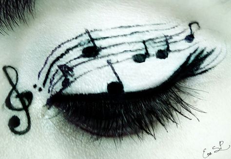 Music Funky Makeup, Swag Makeup, Unique Makeup, Dope Makeup, Creative Eye Makeup, Creative Eye, Musical Notes, Eye Makeup Art, Eye Makeup Ideas