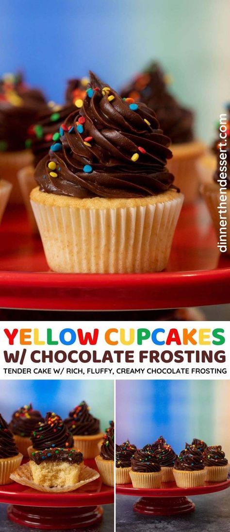 Yellow Cupcakes Chocolate Frosting, Yellow Cupcakes With Chocolate Frosting, Frosting For Chocolate Cupcakes, Cupcakes With Chocolate Frosting, Chocolate Frosting Recipe, Chicken Sloppy Joes, Top Recipes On Pinterest, Amazing Cupcakes, Yellow Cupcakes