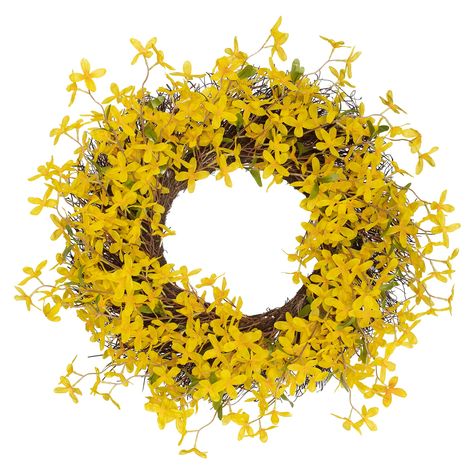 Forsythia Wreath, Fall Floral Decor, Floral Door Wreaths, Yellow Wreath, Easter Spring Wreath, Summer Door Wreaths, Outdoor Wreaths, Large Wreath, Wreath Decoration