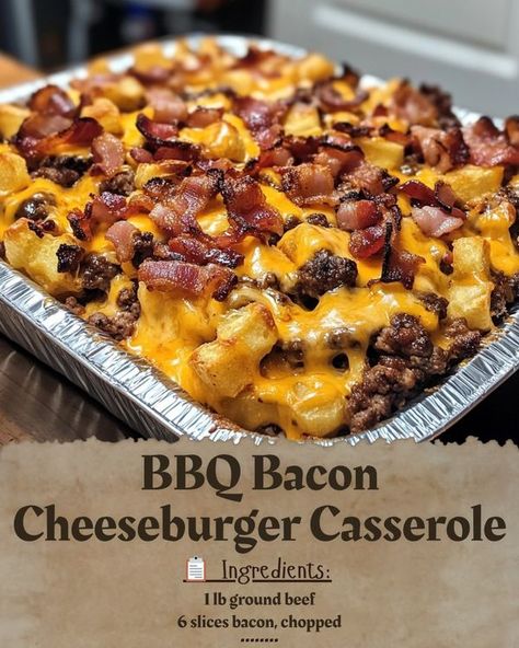 Blackstone Hamburger Meat Recipes, Bbq Bacon Cheeseburger Casserole, Bbq Bacon Cheeseburger Lasagna, Crenn Recipes, Bbq Bacon Cheeseburger, Carnivorous Diet, Easy Twice Baked Potatoes, Bacon Cheeseburger Casserole, Recipes Bbq