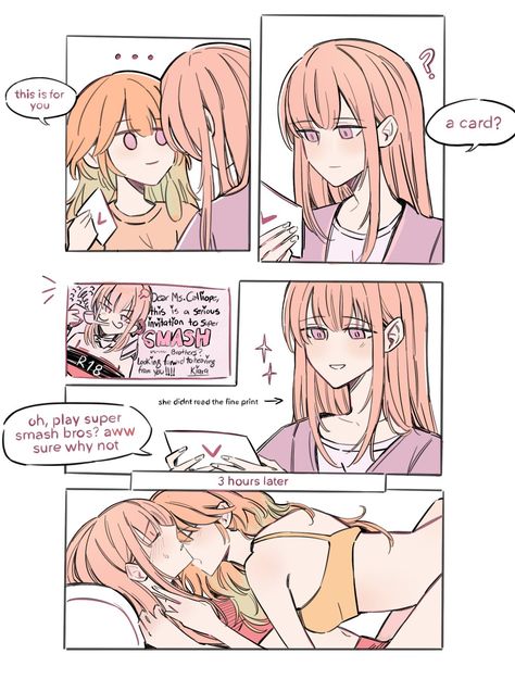 Credit:@amlichan (Twitter) Yuri Comics, Romance Comics, Lesbian Art, Yuri Manga, Lgbt Art, Yuri Anime, Cartoon Crossovers, Anime Girlxgirl, Gay Art