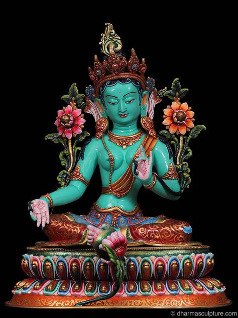 Tare Tuttare Ture | Green Tara Statue (9n44) Goddess Tara, Tara Goddess, White Tara, Baby Ganesha, Shiva Parvati Images, Hanuman Photos, Good Night Friends, Goddess Statue, Green Tara