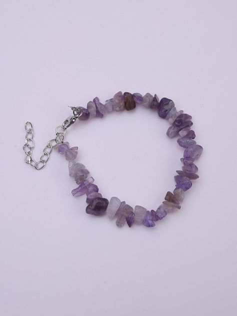 Purple Fashionable   Stone   Embellished   Jewelry Purple Stone Bracelet, Purple Crystal Bracelet, Purple Accessories, Glowing Eyes, Purple Bracelet, Jewelry Accessories Ideas, Chain Bracelets, Accessories Ideas, Bracelet Ideas