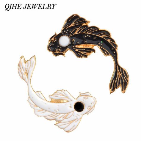 Yin En Yang, Yin Yang Koi, Fish Goldfish, Japanese Koi Fish, Fish Hook Bracelet, Sea Turtle Bracelet, Jamie Hewlett, Whale Necklace, Animal Pins