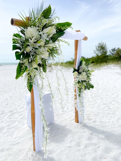 Round Beach Wedding Arch, Tropical Wedding Ceremony Arches, Tropical Wedding Arbor, Beach Wedding Flower Arrangements, Beach Ceremony Arch, Tropical Wedding Theme Elegant, Beach Wedding Florals, Tropical Wedding Arch, Tropical Wedding Ceremony